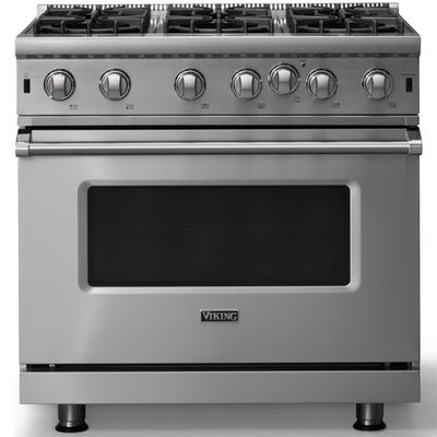 Viking 5 Series 36 in. 5.1 cu. ft. Standard Convection Gas Range with Open Burners - Stainless Steel | VGIC53626BSL