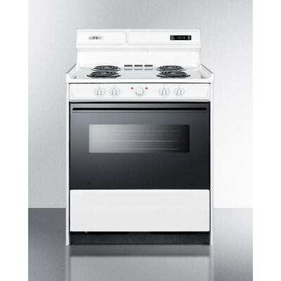 Summit 30 in. 3.7 cu. ft. Oven Freestanding Electric Range with 4 Coil Burners - White | WEM230DK