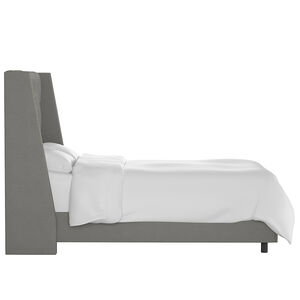 Skyline Furniture Nail Button Tufted Wingback King Size Bed in Linen - Grey, Grey, hires
