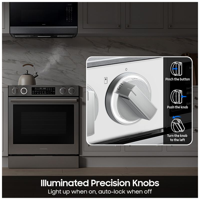 Samsung Bespoke 30 in. 6.0 cu. ft. Smart Air-Fry True European Convection Slide-In Gas Range with 5 Sealed Burners & Griddle - White Glass, White Glass, hires