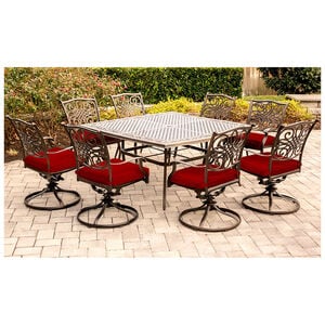 Hanover Traditions 9-Piece 60" Square Dining Set-Red, , hires