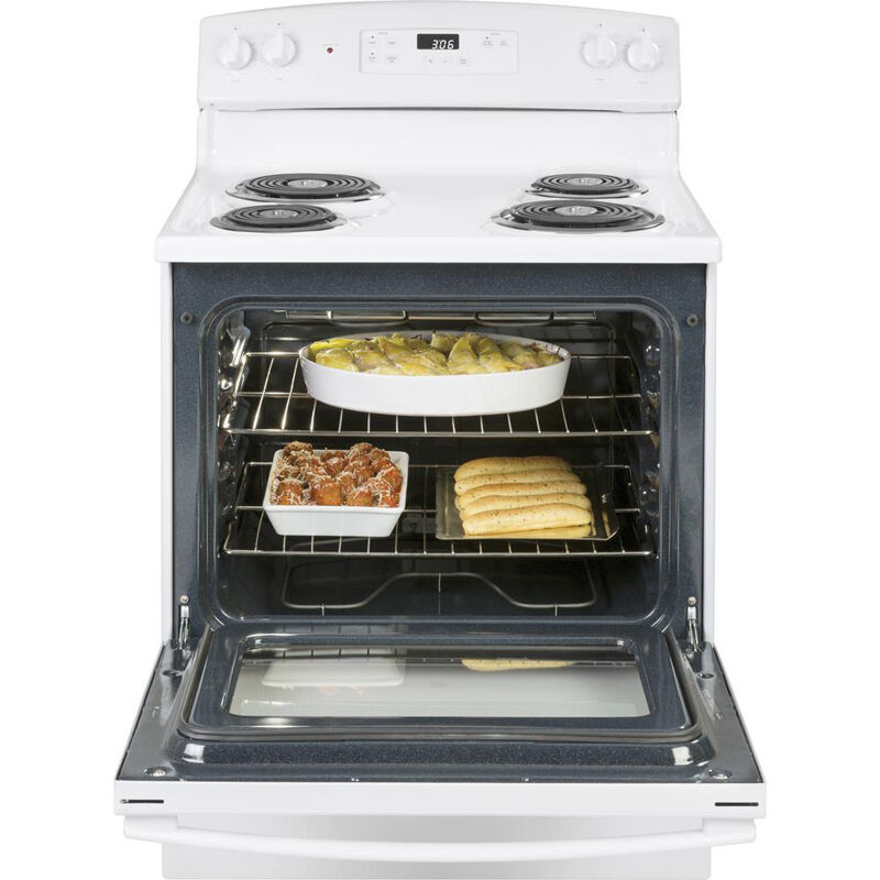 GE 30 in. 5.0 cu. ft. Oven Freestanding Electric Range with 4 Coil Burners - White, White, hires