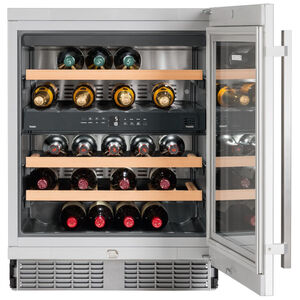 Liebherr 24 in. Undercounter Wine Cabinet with Wood Racks, Dual Temperature Zones & 34 Bottle Capacity - Stainless Steel, , hires
