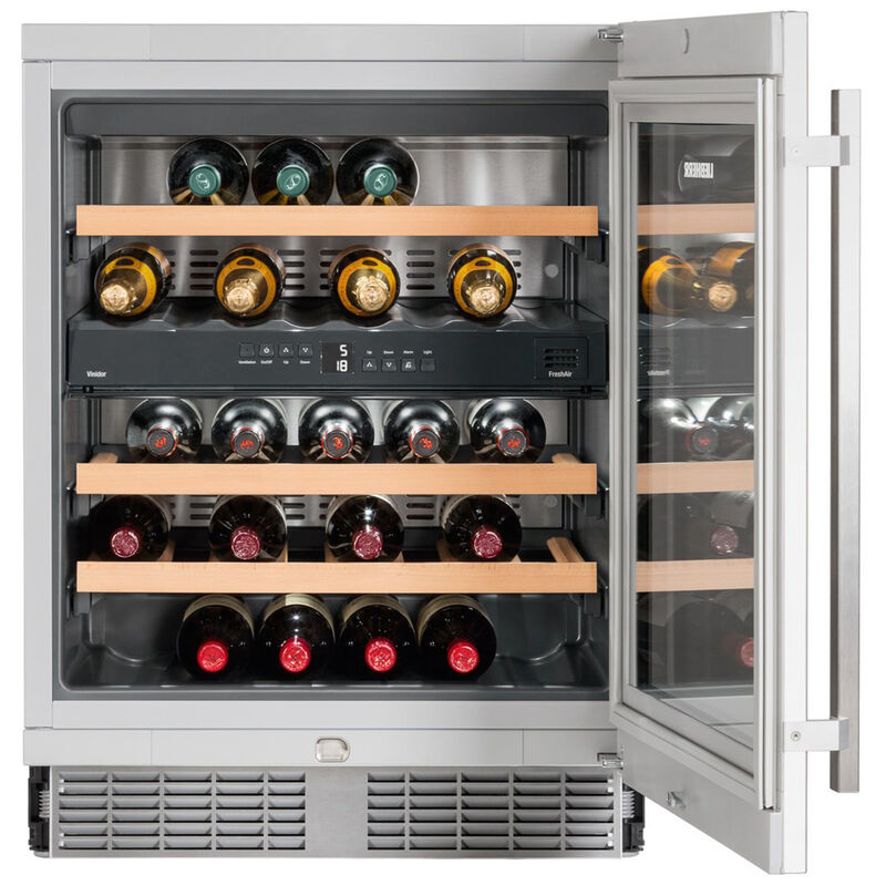 Liebherr 24 in. Undercounter Wine Cabinet with Wood Racks, Dual Temperature Zones & 34 Bottle Capacity - Stainless Steel, , hires