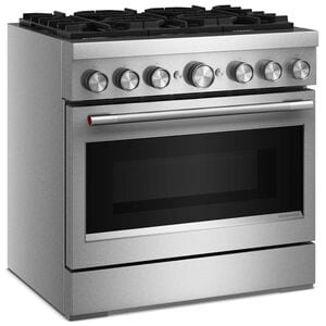 KitchenAid Commercial-Style 36 in. 5.1 cu. ft. Air-Fry True European Convection Dual Fuel Range with 6 Sealed Burners - Stainless Steel, , hires