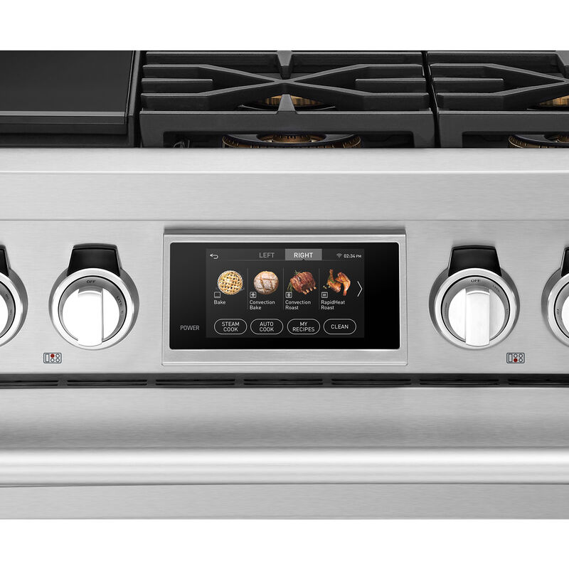 Signature Kitchen Suite 36 in. 6.3 cu. ft. Smart Standard Convection Steam Dual Fuel Range with 4 Sealed Burners - Stainless Steel, , hires