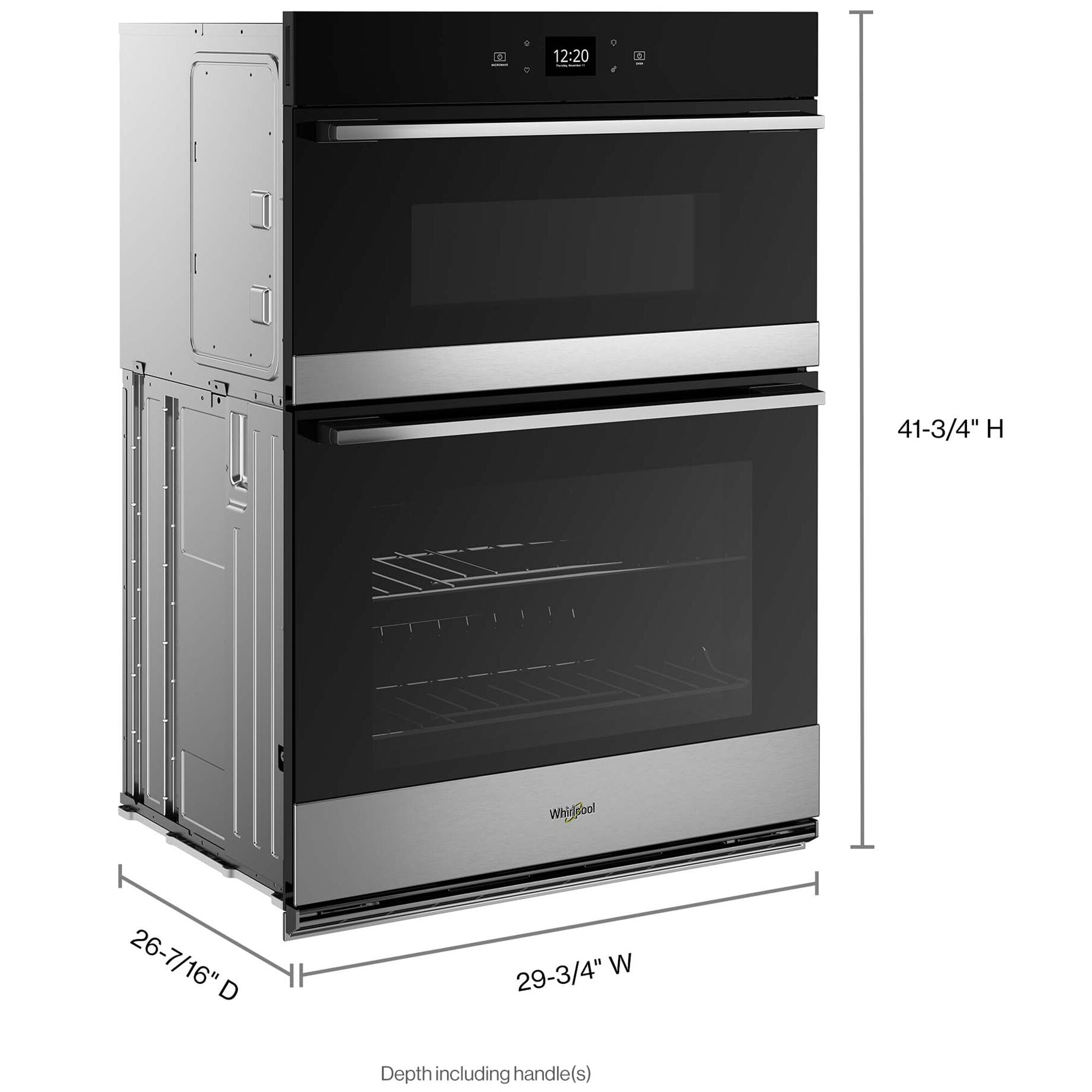 Whirlpool 30 in. 6.4 cu. ft. Electric Smart Oven Microwave Combo Wall Oven with Standard Convection Self Clean Fingerprint Resistant Stainless