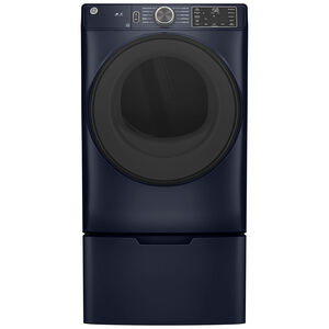 GE 28 in. 7.8 cu. ft. Smart Stackable Gas Dryer with Sanitize Cycle & Sensor Dry - Sapphire Blue, Sapphire Blue, hires