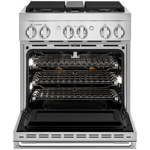 JennAir Noir Series 30 in. 4.1 cu. ft. Smart True European Convection Gas Range with 4 Sealed Burners - Stainless Steel, , hires