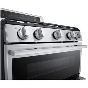 LG 30 in. 6.9 cu. ft. Smart Air-Fry True European Convection Double Oven Slide-In Gas Range with 5 Sealed Burners - Stainless Steel, , hires