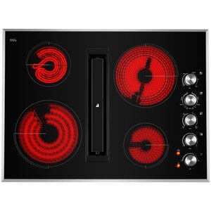 JennAir Euro-Style 30 in. 4-Burner Electric Cooktop with Downdraft, Simmer Burner & Power Burner - Stainless Steel, , hires