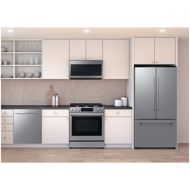 Samsung 24 in. Top Control Flush-Mount Dishwasher with 48 dBA Sound Level, 3rd-Rack & AutoRelease Door Drying - Fingerprint Resistant Stainless Steel, , hires
