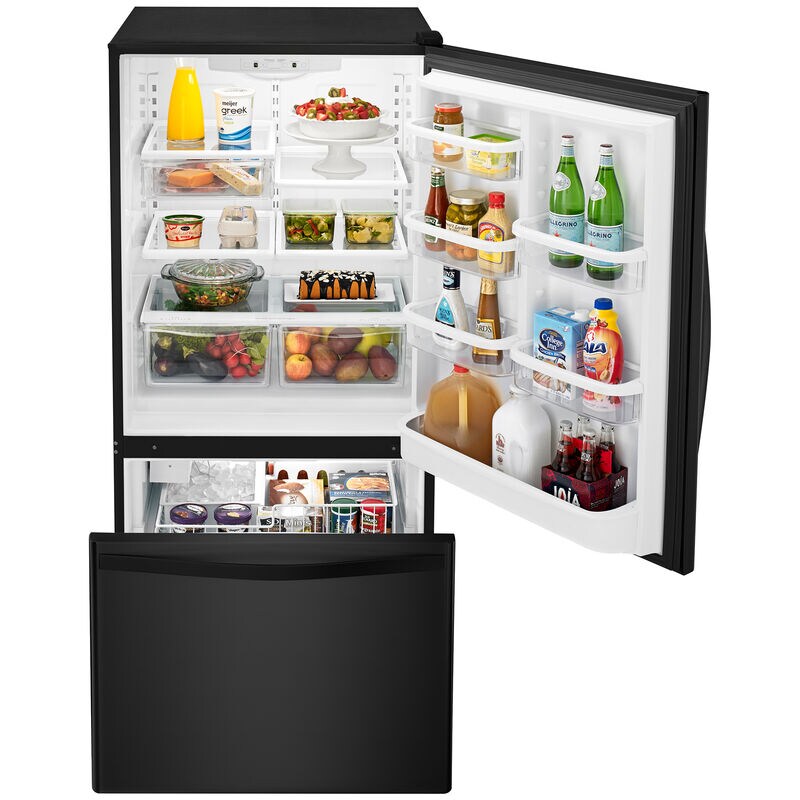 Whirlpool 33 in. 22.1 cu. ft. Bottom Freezer Refrigerator with Ice Maker - Black-on-Black, Black on Black, hires