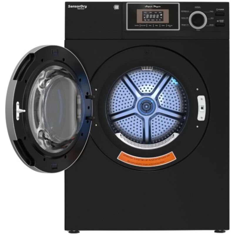 Equator Premium Compact 24 in. 3.1 cu. ft. Stackable Electric Dryer with Sensor Dry & Sanitize Cycle - Black, , hires