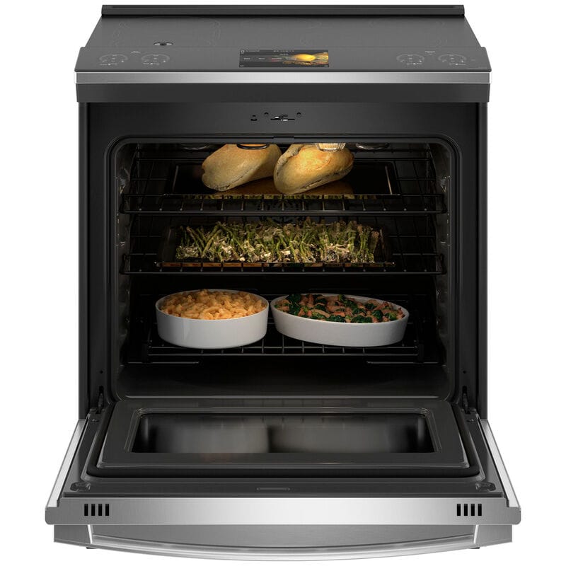 GE Profile 30 in. 5.3 cu. ft. Smart Air Fry True European Convection Slide-In Electric Range with 5 Induction Burners - Stainless Steel, , hires