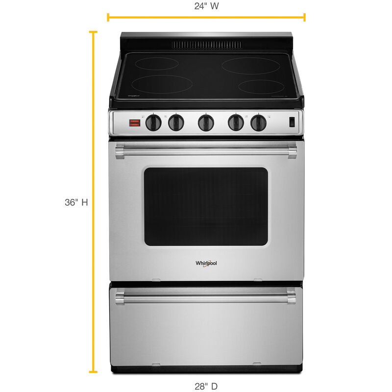 Whirlpool 24 in. 2.9 cu. ft. Oven Freestanding Electric Range with 4 Smoothtop Burners - Stainless Steel, , hires