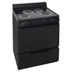 Premier 30 in. 3.9 cu. ft. Oven Freestanding Electric Range with 4 Coil Burners - Black, Black, hires