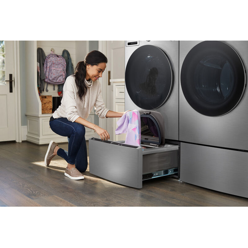 LG 27 in. 4.5 cu. ft. Smart Stackable Front Load Washer with TurboWash 360, AI DD Built-In Intelligence, ezDispense, Sanitize Cycle & Steam Cycle - Graphite Steel, , hires