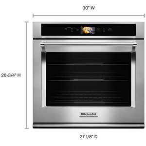 KitchenAid 30" 5.0 Cu. Ft. Electric Smart Wall Oven with True European Convection & Self Clean - Stainless Steel, , hires