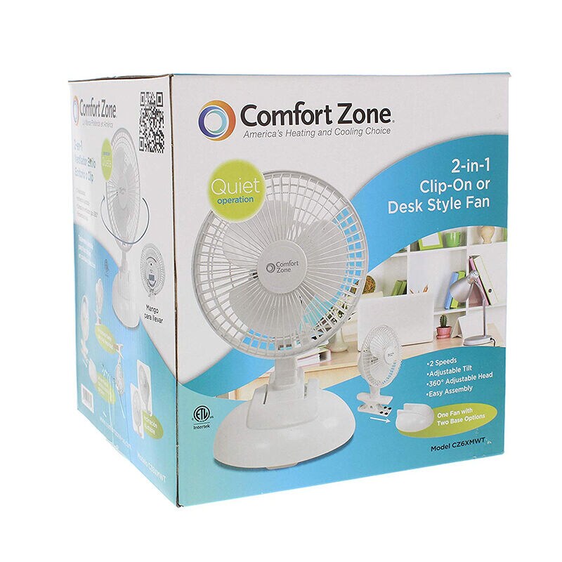 Comfort Zone Clip Fan - White, , hires
