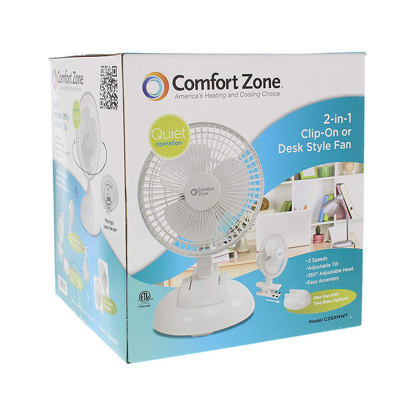 Comfort Zone Clip Fan - White, , hires