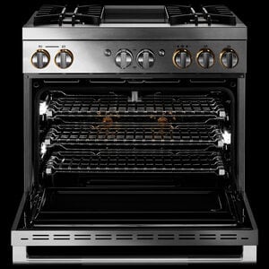 JennAir Rise Series 36 in. 5.1 cu. ft. Smart True European Convection Steam Dual Fuel Range with 4 Sealed Burners & Griddle - Stainless Steel, , hires