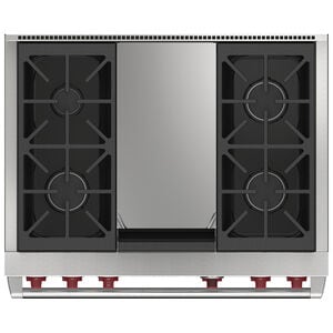 Wolf 36 in. 6.3 cu. ft. Smart Dual Convection Dual Fuel Range with 4 Sealed Burners & Griddle - Stainless Steel, , hires