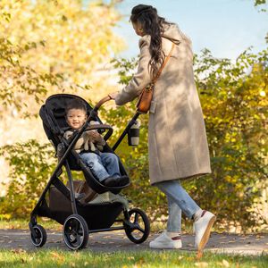 Evenflo Shyft Intuiti Travel System with Revolve180 LiteMax NXT Rotational Infant Car Seat - Fossil Gray, , hires