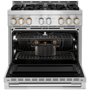 JennAir Rise Series 36 in. 5.1 cu. ft. Smart True European Convection Gas Range with 6 Sealed Burners - Stainless Steel, , hires