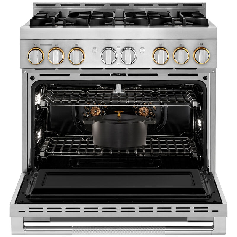 JennAir Rise Series 36 in. 5.1 cu. ft. Smart True European Convection Gas Range with 6 Sealed Burners - Stainless Steel, , hires