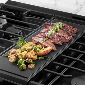 Samsung Bespoke 30 in. 6 cu. ft. Smart Air Fry Standard Convection Slide-In Gas Range with 5 Sealed Burners & Griddle - Stainless Steel, Stainless Steel, hires