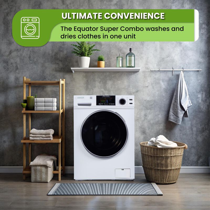 Equator 24 in. 1.9 cu. ft. Electric Front Load Vented/Ventless All-in-One Washer/Dryer Combo with Sanitize Cycle & Sensor Dry - White, White, hires