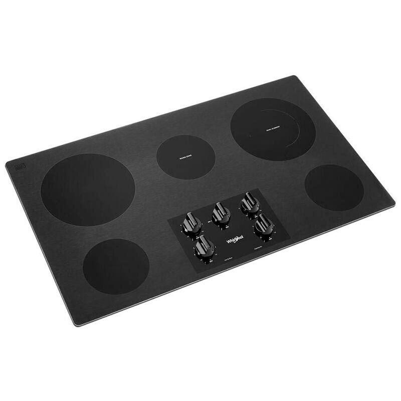 Whirlpool 36 in. 5-Burner Electric Cooktop with Simmer Burner & Power Burner - Black, , hires