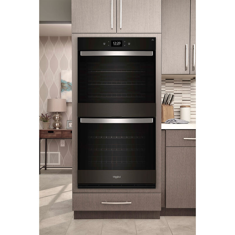 Whirlpool 30 in. 10 cu. ft. Smart Top Control Electric Double Wall Oven with True European Convection - Black Stainless Steel with PrintShield Finish, Black Stainless Steel with PrintShield Finish, hires