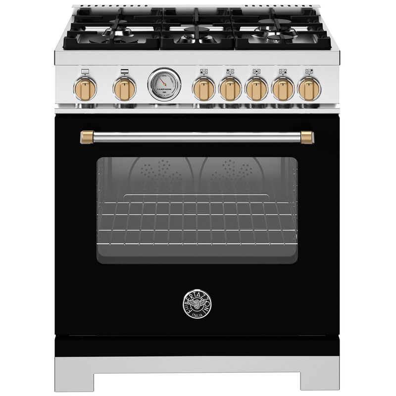 Bertazzoni Master Series 30 in. 4.7 cu. ft. Dual Convection Gas Range with 5 Sealed Burners - Matte Black, , hires