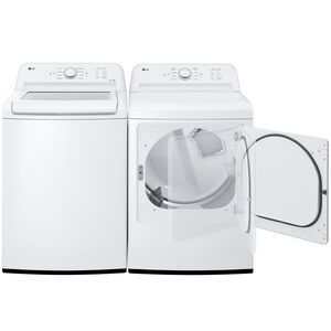 LG 27 in. 7.3 cu. ft. Gas Dryer with FlowSense Duct Clogging Indicator, LoDecibel Quiet Operation & Sensor Dry - White, White, hires
