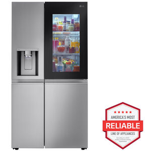LG InstaView Series 36 in. 27.1 cu. ft. Smart Side-by-Side Refrigerator with External Ice & Water Dispenser - PrintProof Stainless Steel, PrintProof Stainless Steel, hires