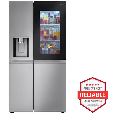 LG InstaView Series 36 in. 27.1 cu. ft. Smart Side-by-Side Refrigerator with External Ice & Water Dispenser - PrintProof Stainless Steel | LRSOS2706S