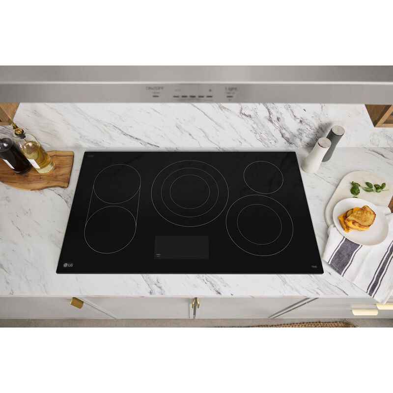 LG 36 in. 5-Burner Smart Electric Cooktop with UltraHeat, Simmer Burner & Power Burner - Black, , hires