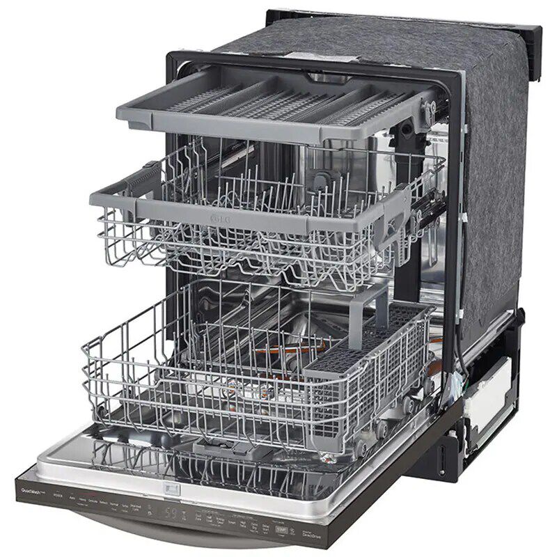 LG 24 in. Top Control Smart Dishwasher with 46 dBa Sound Level & Dynamic Dry - Black Stainless, Black Stainless, hires