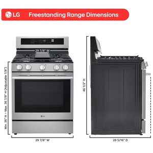 LG 30 in. 6.3 cu. ft. Smart Air-Fry True European Convection Gas Range with 5 Sealed Burners & Griddle - PrintProof Stainless Steel, , hires