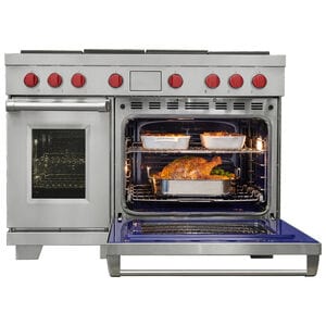 Wolf 48 in. 7.8 cu. ft. Smart Dual Convection Double Oven Dual Fuel Range with 4 Sealed Burners, Grill & Griddle - Stainless Steel, , hires