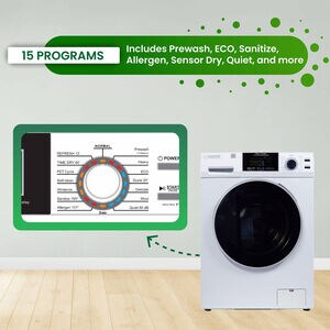 Equator 24 in. 1.6 cu. ft. Electric Front Load Ventless All-in-One Laundry Center with Sanitize Cycle & Sensor Dry - White, White, hires