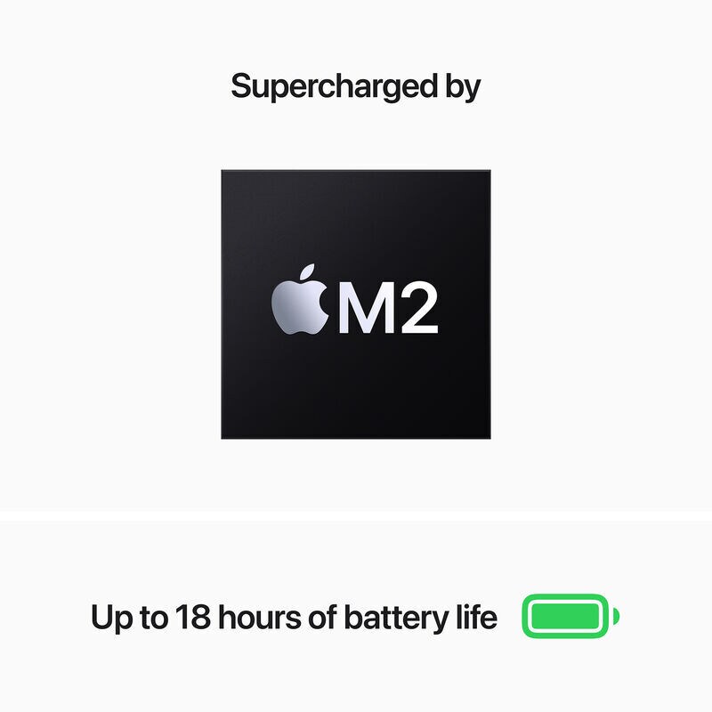 Apple MacBook Air (2022) 13.6 in. Notebook with Apple Intelligence, Apple M2 8-Core CPU, 10-Core GPU, 8 GB RAM, 512 GB SSD, up to 18 Hrs. of Battery Life & Mac OS - Silver, , hires