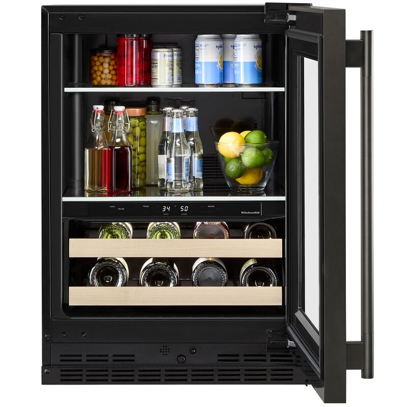 KitchenAid 24 in. Built-In/Freestanding 4.8 cu. ft. Compact Beverage Center with Adjustable Shelves & Digital Control - Black Ore, Black Ore, hires