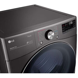 LG 27 in. 7.4 cu. ft. Smart Stackable Round-Door Gas Dryer with Tempered Glass, Built-In Intelligence, Sensor Dry, Turbo Steam, Sanitize & Steam Cycle - Black Steel, Black Steel, hires