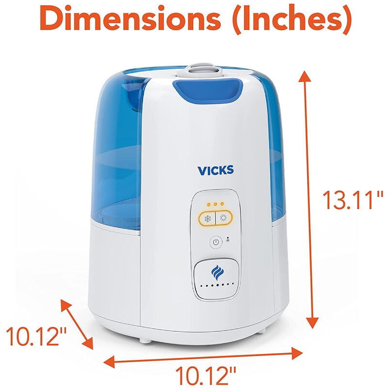 Vicks Cool & Warm Mist Humidifier with 3 Speed Settings & Removable Tank - White, , hires