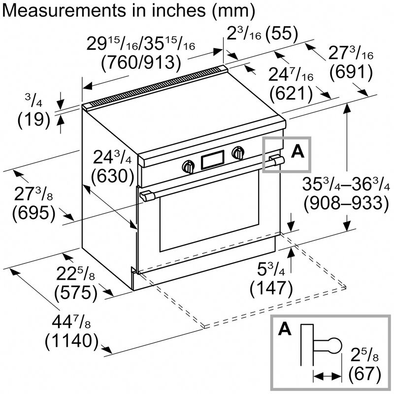Thermador Professional Series 36 in. 4.9 cu. ft. Smart True European Convection Electric Range with 5 Induction Burners - Stainless Steel, , hires