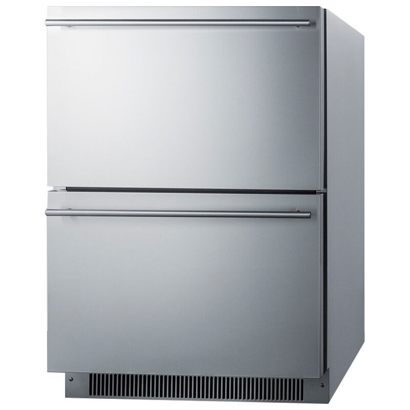Summit 24 in. 3.5 cu. ft. Built-In Outdoor Frost Free Double Freezer Drawers - Custom Panel Ready, , hires