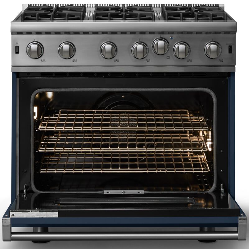 Viking 5 Series 36 in. 5.1 cu. ft. Standard Convection Gas Range with Open Burners - Slate Blue, , hires